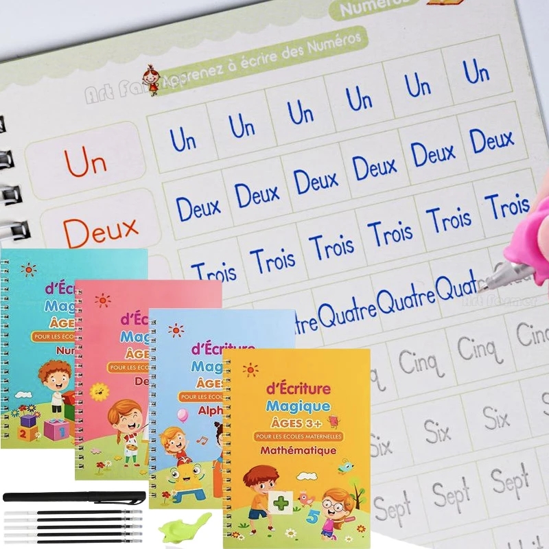 Kids Educational Workbooks - كتاب نسخ سحري فرنسي، كتاب ممارسة